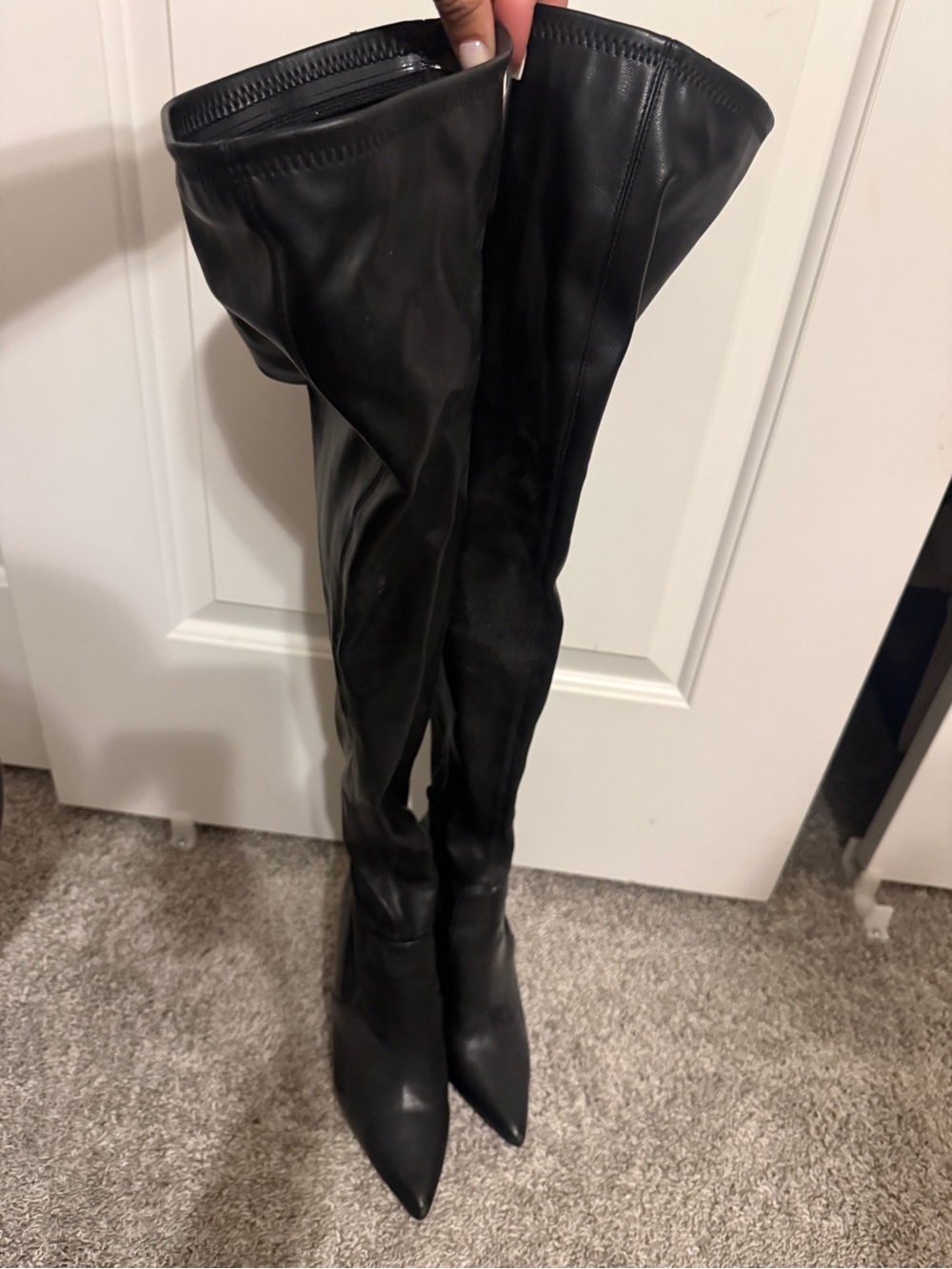 Steve Madden Black Over-the-Knee Pointed-Toe Boots